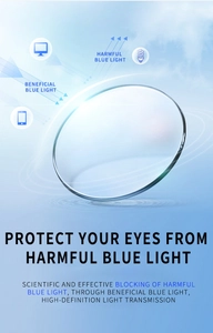 Blue light blocking lens technology showing high clarity and protective coating layers