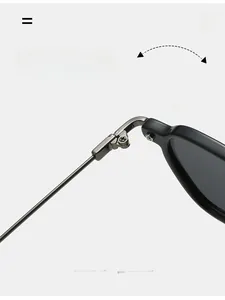 Macro shot of high-quality metal hinge and durable slim temples on punk sunglasses