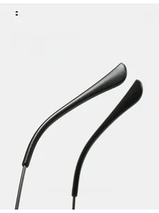 Detail view of matte black curved ergonomic sunglasses legs for comfortable wearing