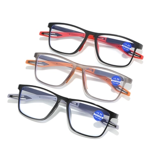 Three pairs of anti-blue light TR90 large frame reading glasses in various color combos