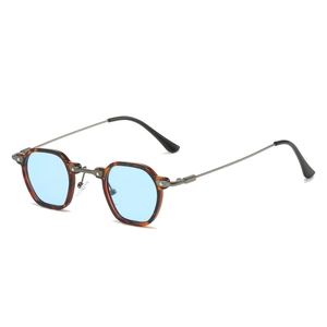 Vintage Hexagon Sunglasses UV400 Protection Small Frame Punk Hip Hop Retro PC Lens Metal Legs For Men Women