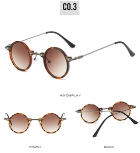 Detailsicht der Steampunk-Rundsonnenbrille mit Schildpattrahmen und Verlaufsgläsern
