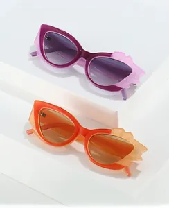 Detail view of cat-eye sunglasses model 5619 with unique jagged temple decoration