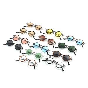 Retro Steampunk runde Sonnenbrille mit Doppelsteg und mehreren Glasfarben zur Auswahl