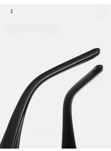 Detail shot of black curved sunglasses legs with ergonomic design and glossy finish