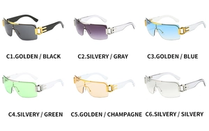Multiple colors of Y2K rimless sunglasses with metal cut-out temple details