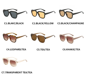 Multiple color options for retro square sunglasses featuring thick frames and chic lenses