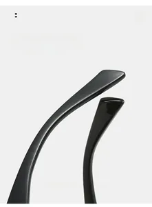 Close-up of curved glossy black sunglass arms with ergonomic comfortable design