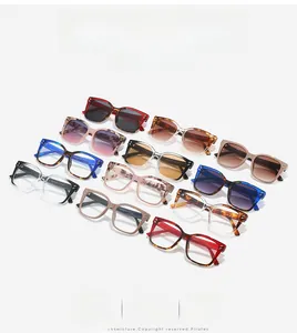 Macro detail of oversized square glasses frames with metal rivets and assorted colors