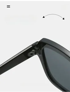 Detailed macro view of durable metal hinge on stylish square black sunglasses
