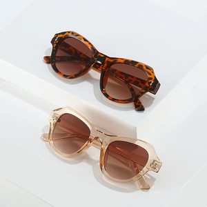 Retro-Cat-Eye-Sonnenbrille in Schildpatt und transparenten Champagnerfarben für Damen