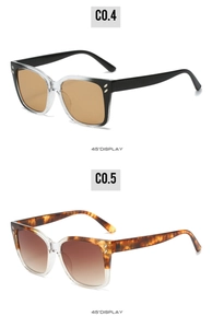 Detailed 45-degree view of square oversized frames with stylish metal rivets decoration