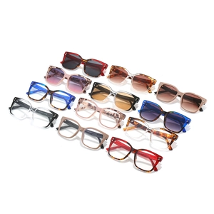 Fashionable oversized square glasses collection with metallic rivets and multi-color frames