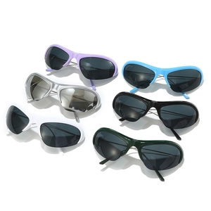 Set of six futuristic cat-eye sports sunglasses in assorted colors with sleek metal legs