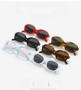 Collection of retro square sunglasses with rivets in red, black, and tortoiseshell colors