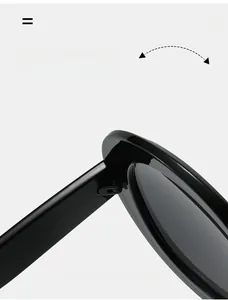 Macro shot of durable texture hinge on black oversized round frame sunglasses