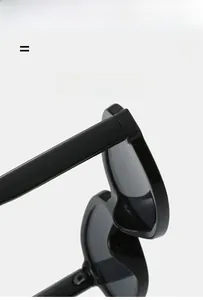 Macro detail of glossy black square frame sunglasses with durable hinge connection