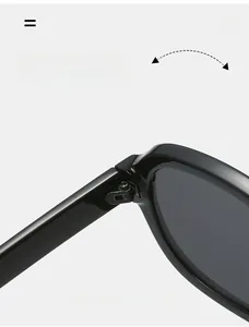Detail of durable texture hinge on square sunglasses showing high quality construction