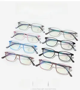 Macro detail of multi-color ultralight titanium frames with anti-blue light lens coating