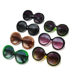 Fashionable oversized round sunglasses for women in seven assorted frame and lens colors
