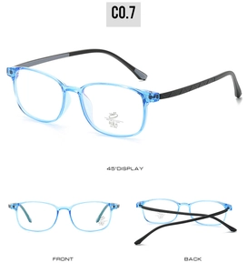 Detail view of ultralight titanium frame with anti-blue light and UV400 protective lenses