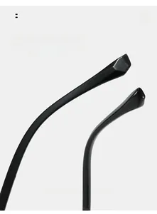 Detail view of curved black mirror legs with ergonomic design for eyewear comfort