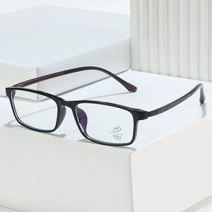 Classic square black eyeglasses frame with anti-blue light and UV 400 protection lenses