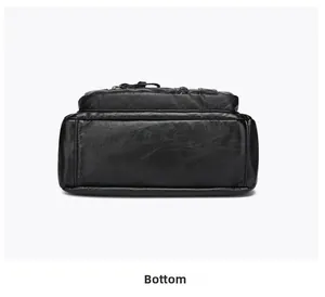 Flat view showing the smooth bottom structure and reinforced stitching of the black bag