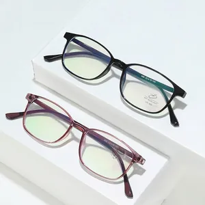Ultralight pure titanium blue light blocking glasses in black and transparent brown frame