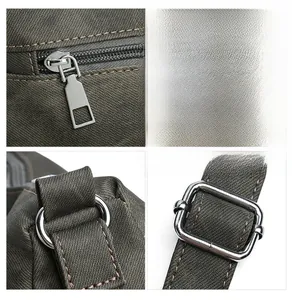 Detail of high-quality polished alloy hardware on large capacity crossbody bag for women