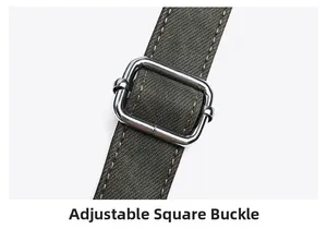 Close-up of adjustable metal buckle on durable woven strap of crossbody bag