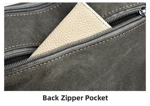 Detail view of the back zipper pocket on a high-capacity crossbody bag for women