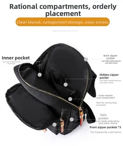 Structure interne du sac à dos en nylon avec de multiples compartiments zippés