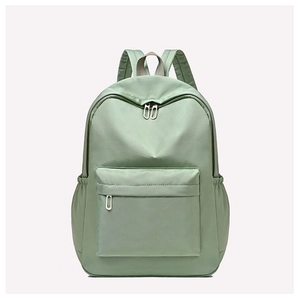 Minimalist light green oxford cloth backpack with spacious main compartment and front pocket