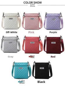 Détail des sacs bandoulière matelassés en huit couleurs tendance sur fond blanc uni