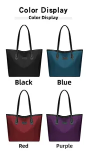Quattro colori di grandi borse tote in nero, blu, bordeaux e viola disponibili