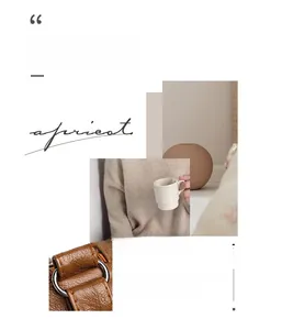 Detail showing metallic ring hardware on an apricot soft PU leather shoulder bag