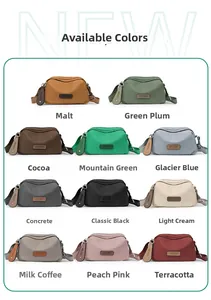 Waterproof oxford fabric crossbody bags collection shown in 11 different trendy colors