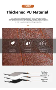Detailed macro view of premium brown lychee texture PU leather with waterproof layer