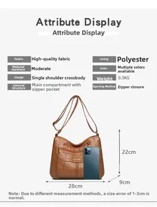 Size chart for brown washed soft leather crossbody bag with dimensions and phone comparison