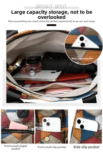 Macro detail of multi-pocket washed leather crossbody bag with spacious interior storage