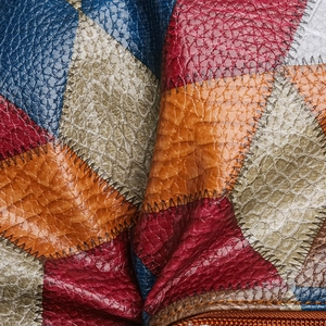 Borsa a tracolla retrò patchwork in pelle con cuciture a contrasto e grande capacità