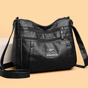 Women Crossbody Bag Multi-Pocket Large Capacity PU Leather Shoulder Purse Elegant Casual Urban Satchel