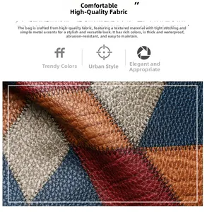 Dettaglio della borsa tote in pelle color-block con trapuntatura a rombi e texture impermeabile