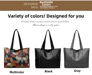 Confronto dettagliato di borse tote minimaliste in ecopelle color-block, nera e grigia