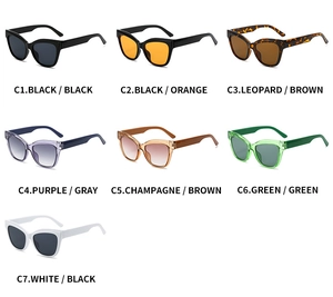 Collezione di occhiali da sole cat-eye in sette colori tra cui nero e tartarugato