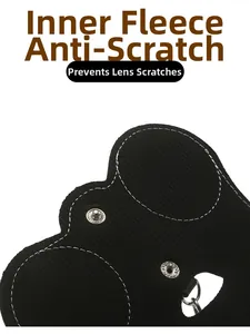 Detail view of the black corduroy glasses pouch showing inner scratch-resistant soft lining