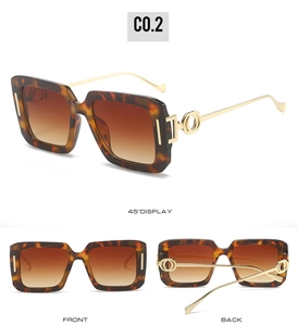 Tortoiseshell square sunglasses with gold metal temples shown in multi-angle views