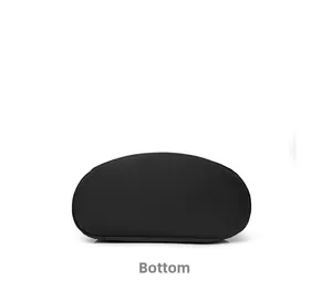 Flat oval bottom view of black waterproof oxford fabric commuter anti-theft backpack