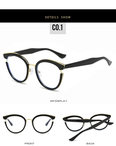 Multi-angle view of vintage metal cat-eye frames with elegant black and gold accents